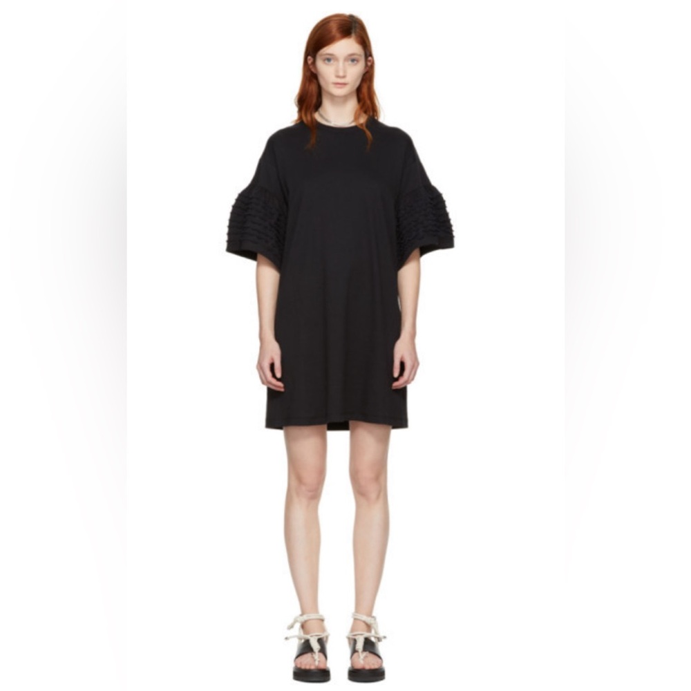 See by Chloe Black Ruffle Sleeves T-Shirt Dress